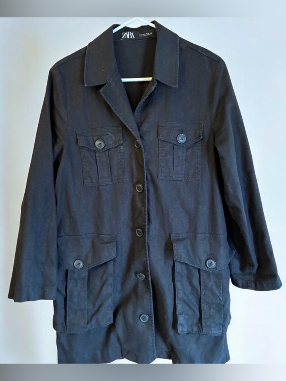 Zara Black Utility Jacket with Front Pockets